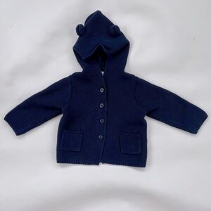 Baby GAP Navy Brannan Bear Cardigan Sweater 18-24 months UNISEX EUC